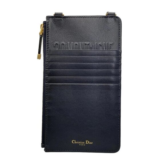 DIOR/ChristianDior 30 Montaigne Long Wallet/Dior Oblique S2090UTZQ Cream Navy - - Picture 2 of 12